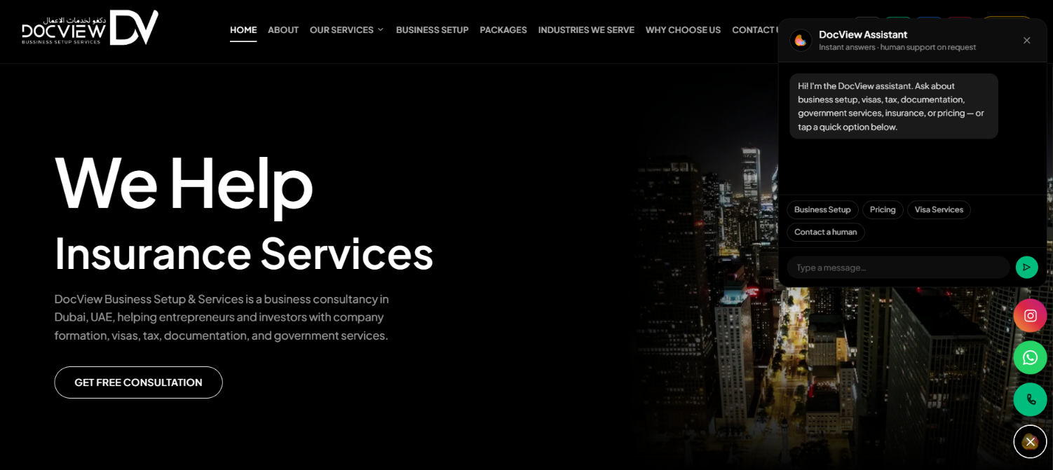 Docview Business Services website screenshot