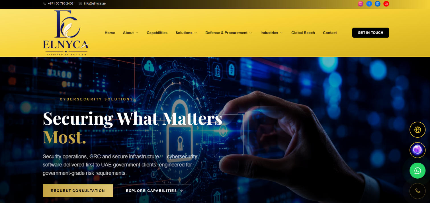 Elnyca Solutions General Trading LLC website screenshot