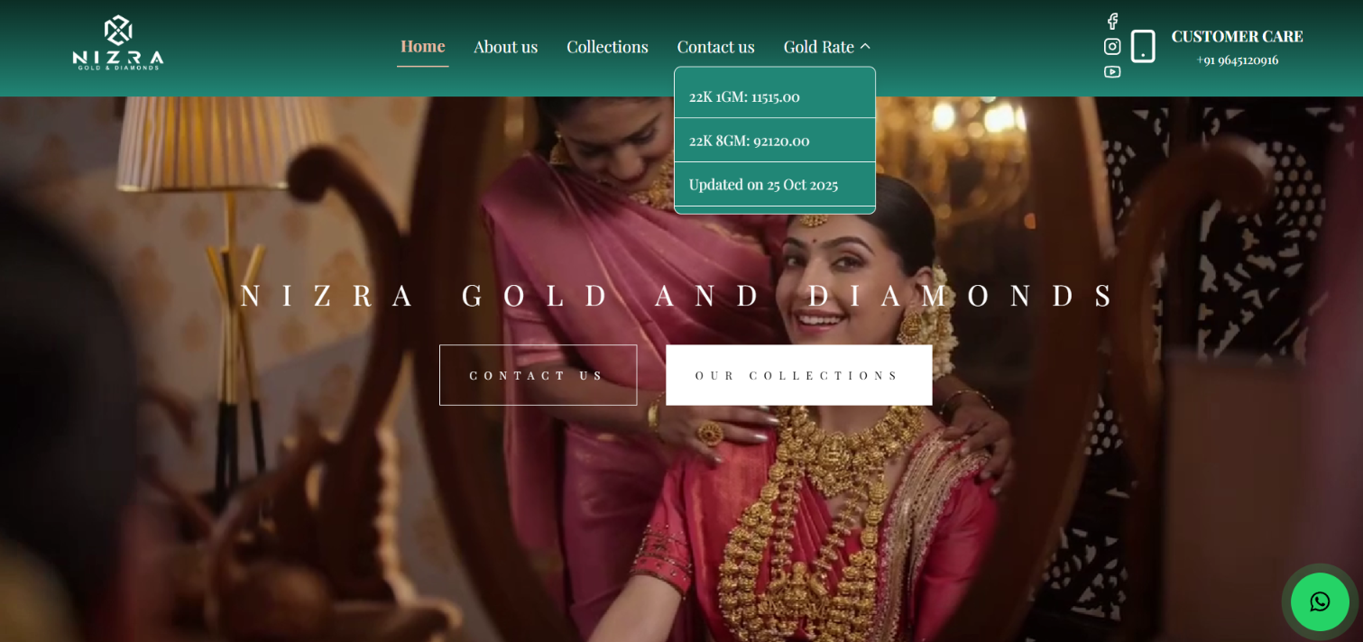 Nizra Gold and Diamonds website screenshot