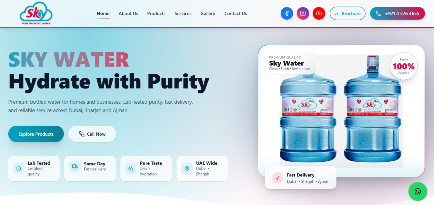 Sky Pure Water website screenshot